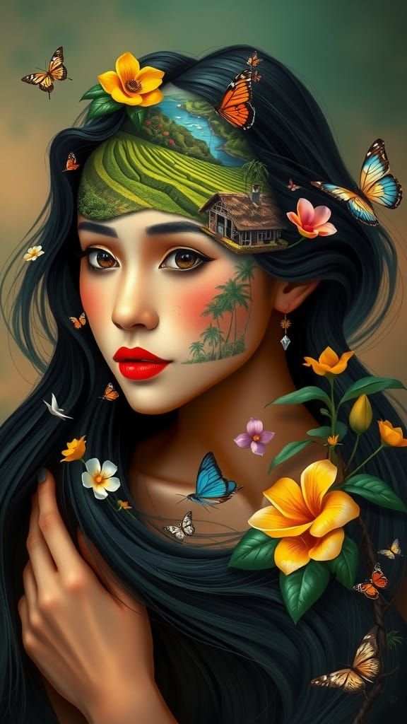 Surrealist Masterpiece: Indonesian Woman Transforms into Vib...