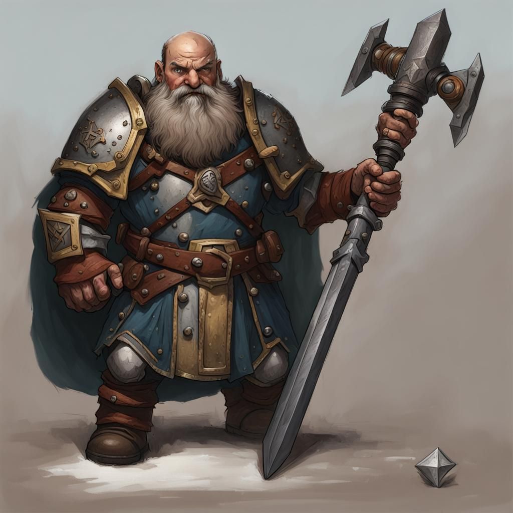 Grim Dwarf Crusader in Detailed Render