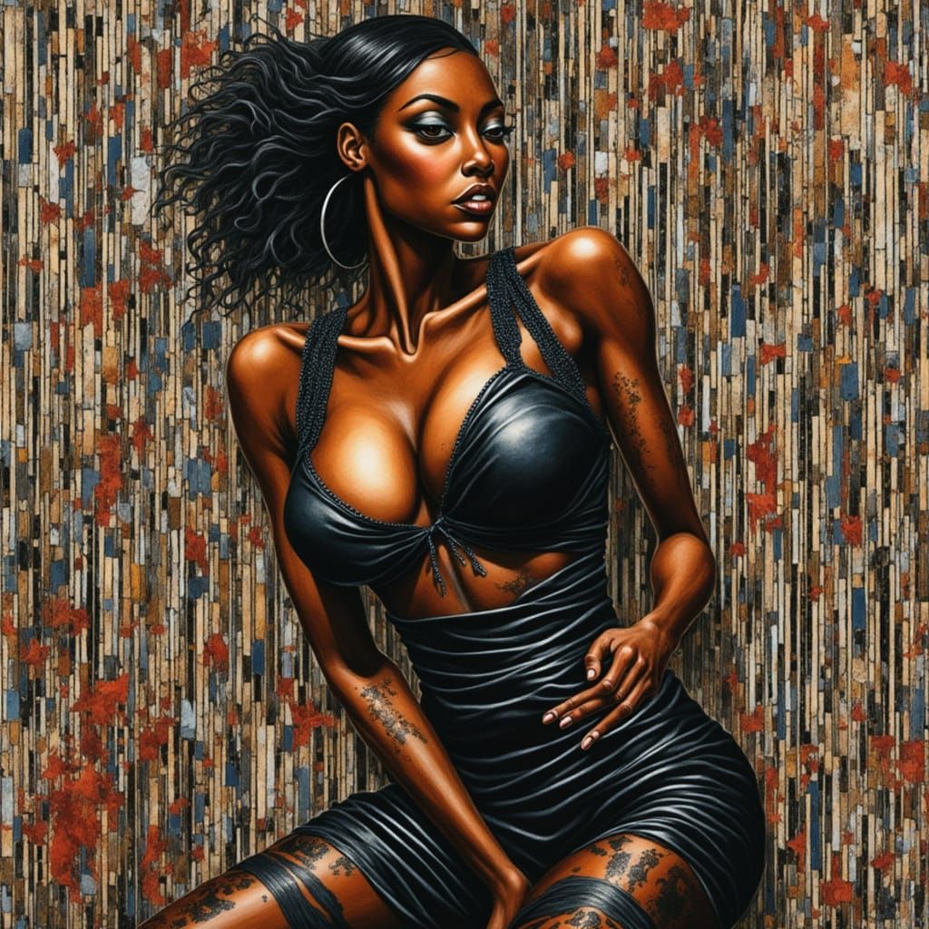 Gritty Techno-Surreal Portrait with Tribal Tattoos