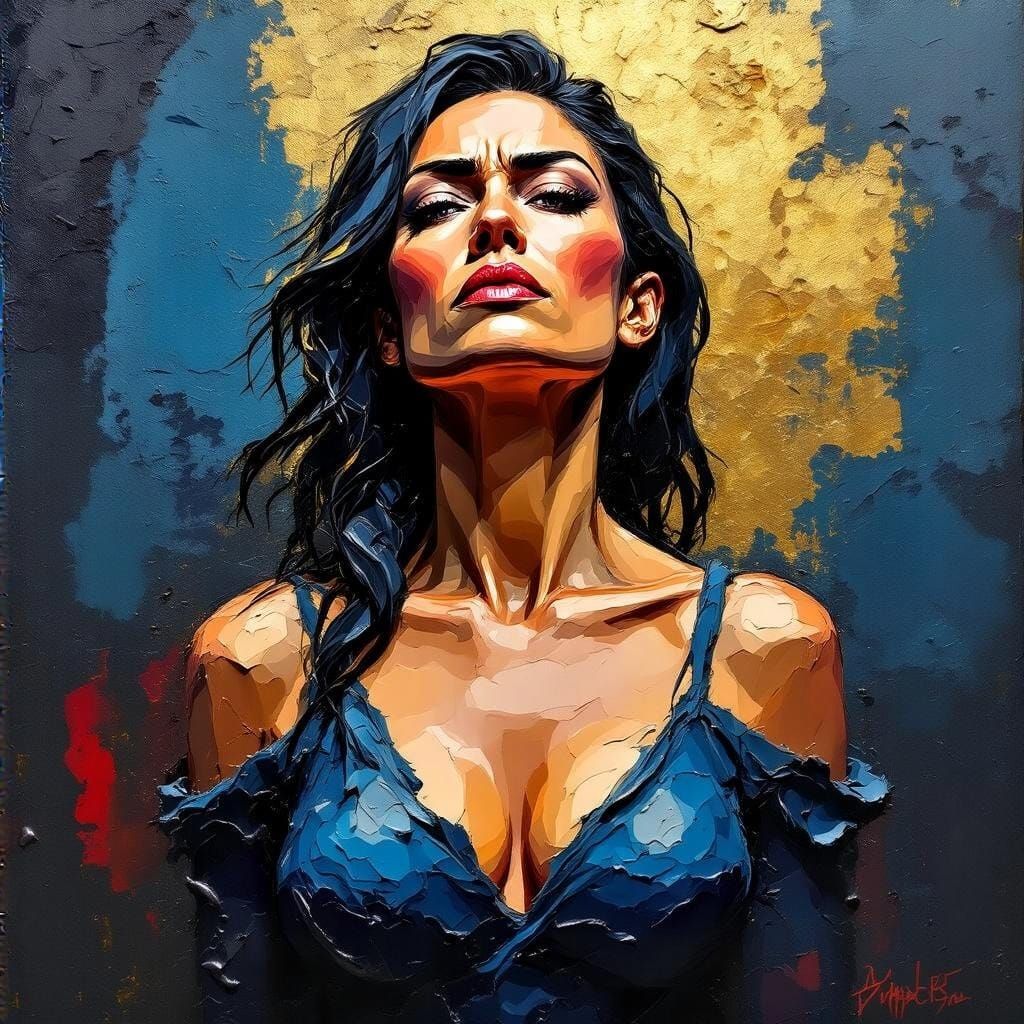 Regal Woman in Impasto Portrait