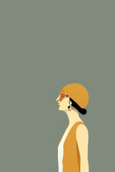 Woman Blending into Background as Digital Art
