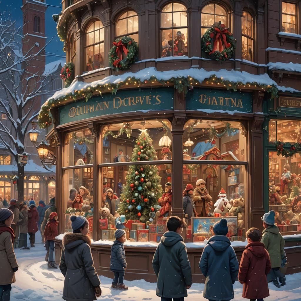 Christmas Toy Store on Main Street: Hyperdetailed Art