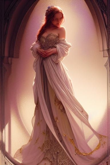 Ethereal Princess Portrait in Rococo Style