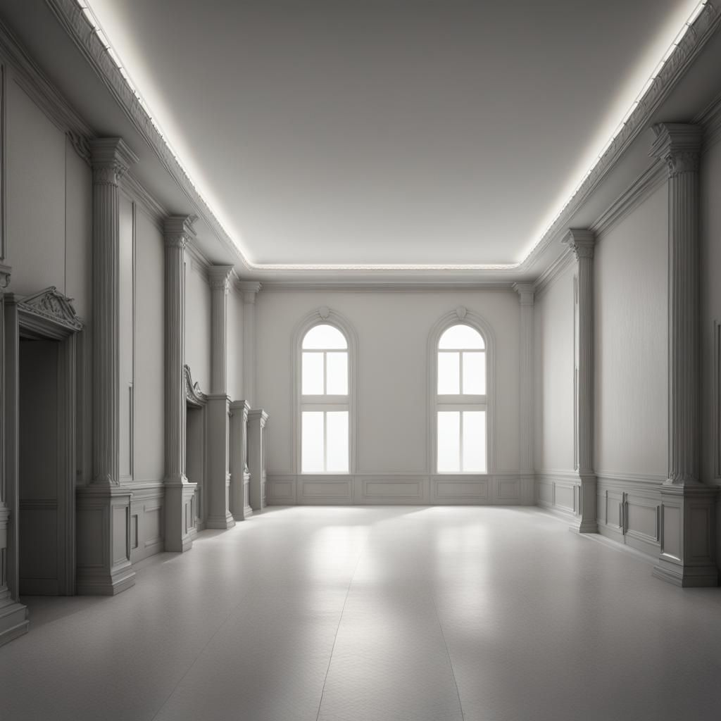 Eerie Minimalist Administrative Room with Déjà Vu