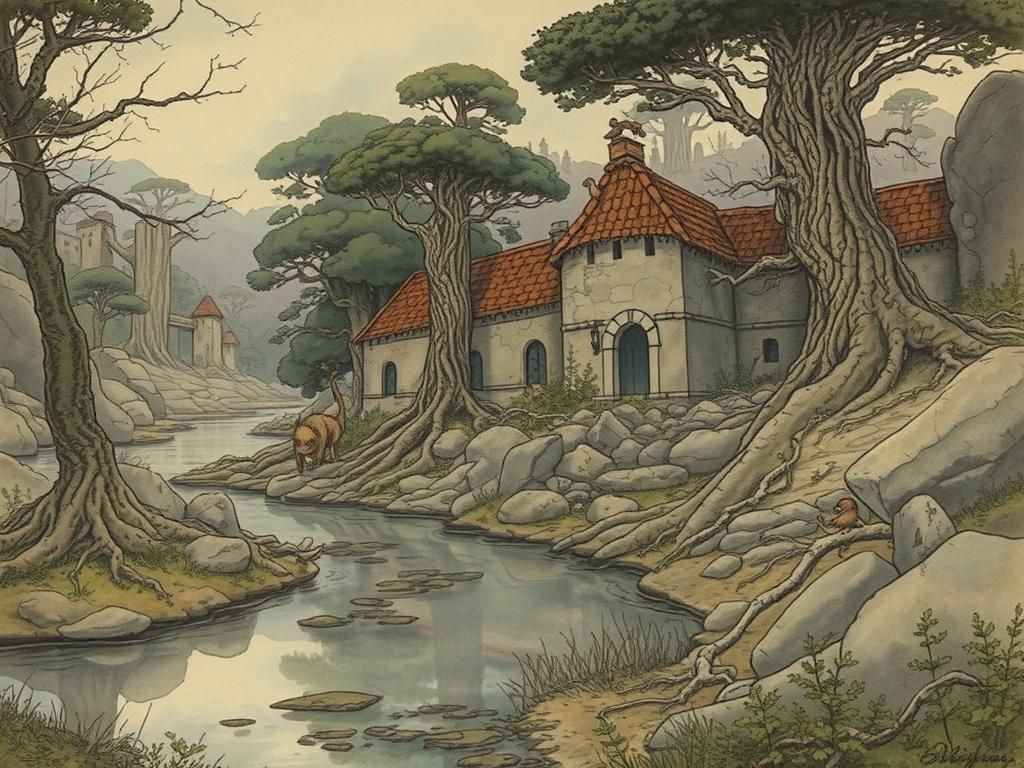 Mystical Forest Landscape in Ethereal Fantasy Style