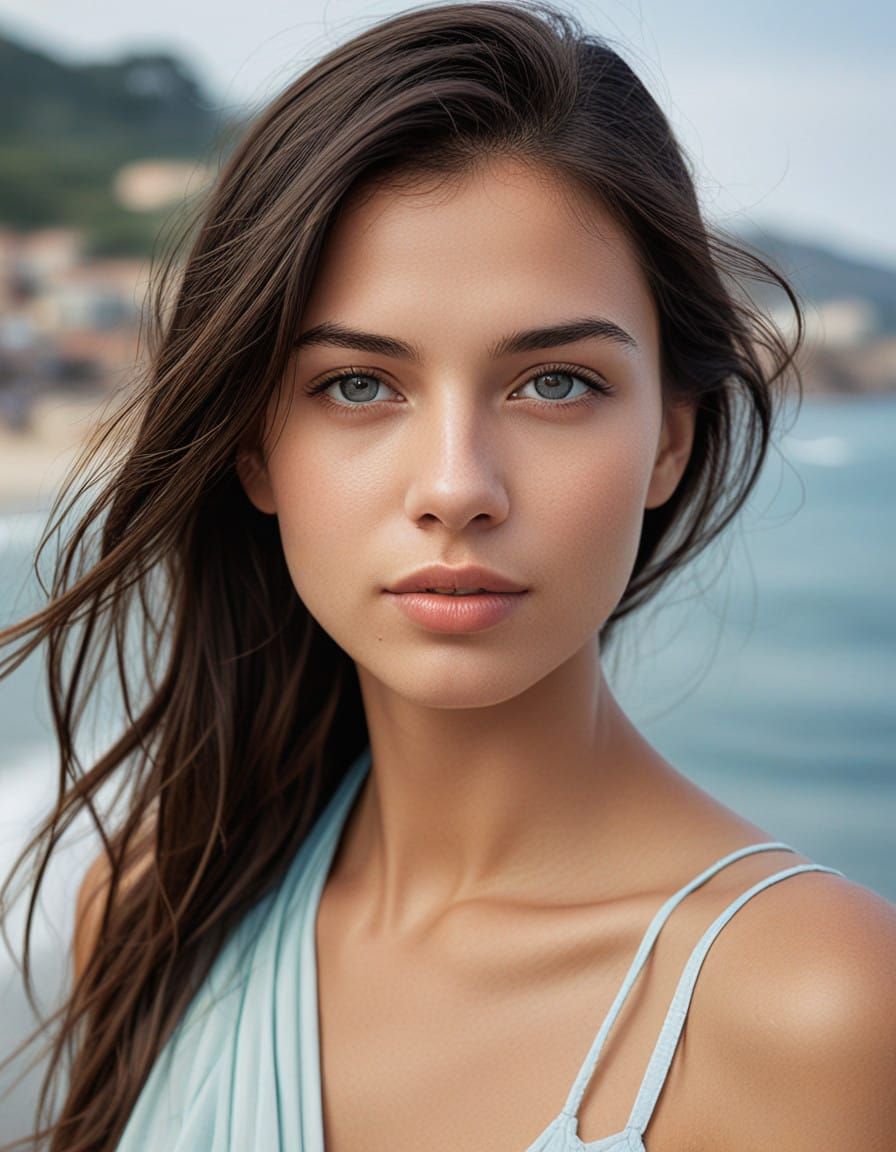 Ethereal Seaside Goddess in Soft Focus