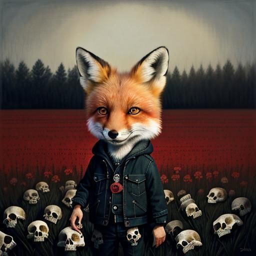 Heartbreak: Red Fox in Skull Field