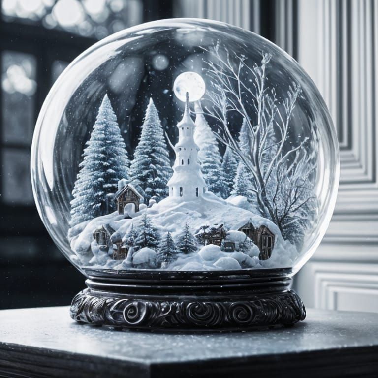 Magical Winter Ice Castle Inside Christmas Ornament