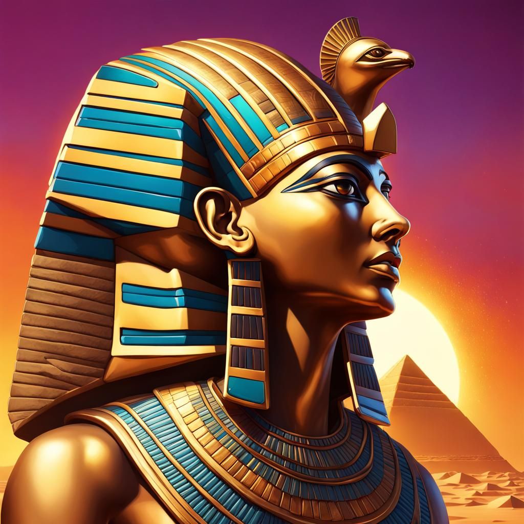 Egyptian Sun God Ra in Hyperrealistic Splash Art