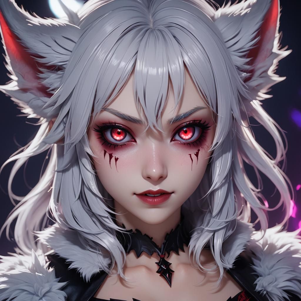 Anime Girl's Vampiric Transformation in 3D