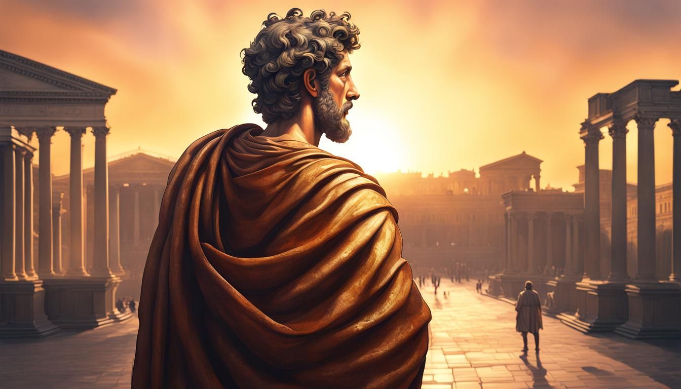 Marcus Aurelius Gazing at the Horizon in Ancient Rome