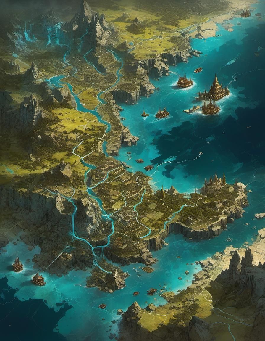 Intricate Fantasy Map in Impasto Style