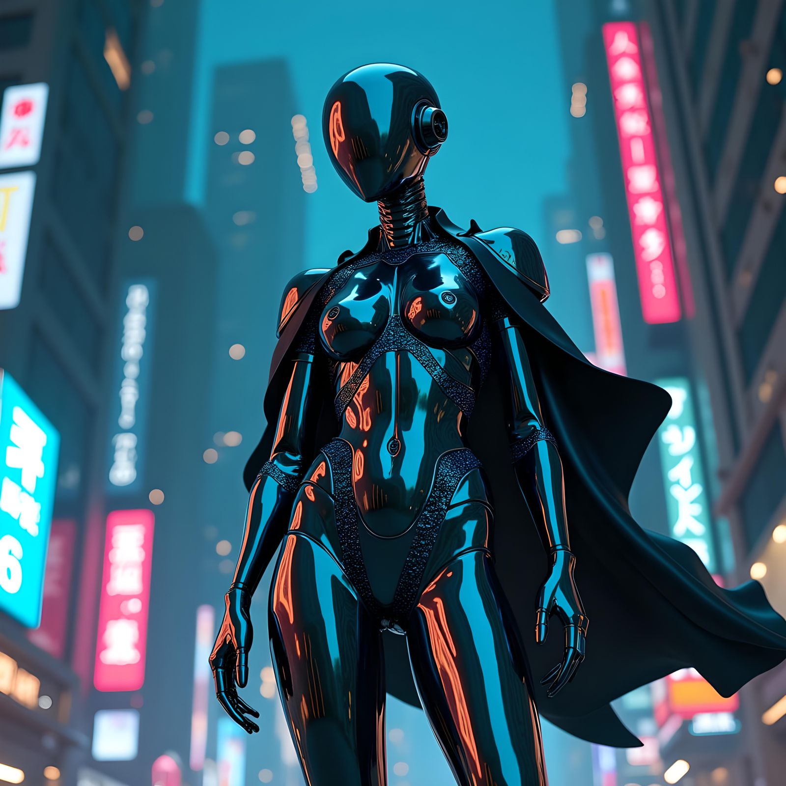 Striking Cyberpunk Fembot Illustration