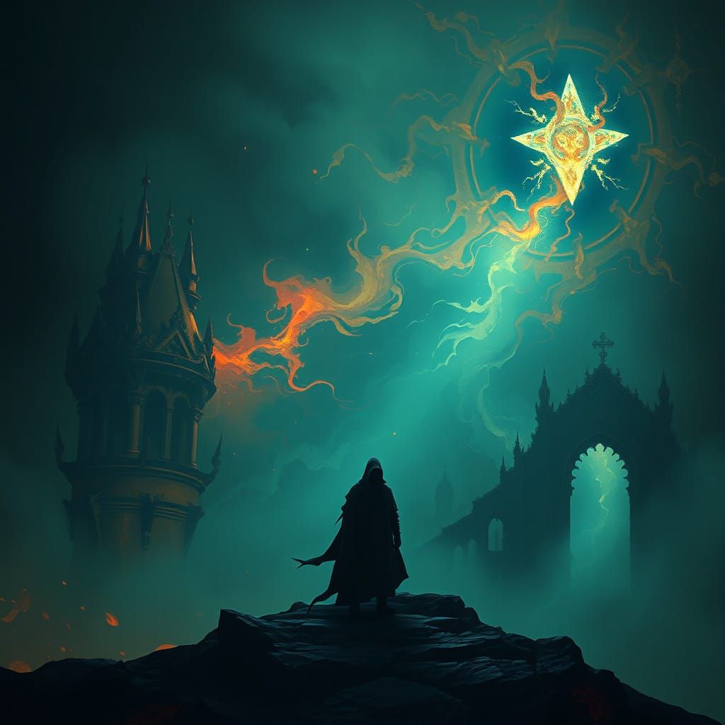 Surreal Landscape of Melancholy in Bold, Vibrant Colors