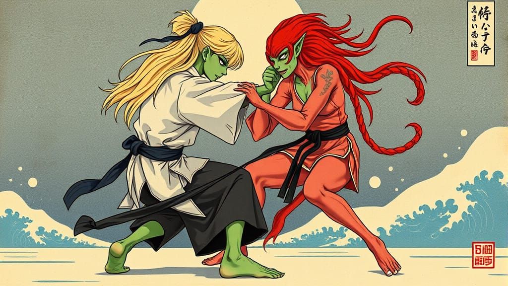 Martial Alien Goddesses Engage in Intergalactic Judo