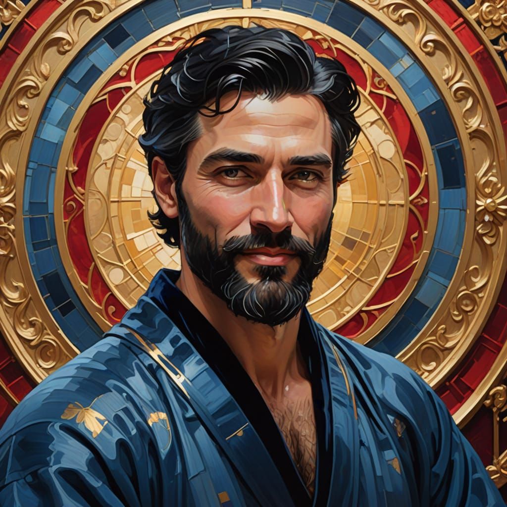 Handsome Man Portrait in Impressionist Gouache Style