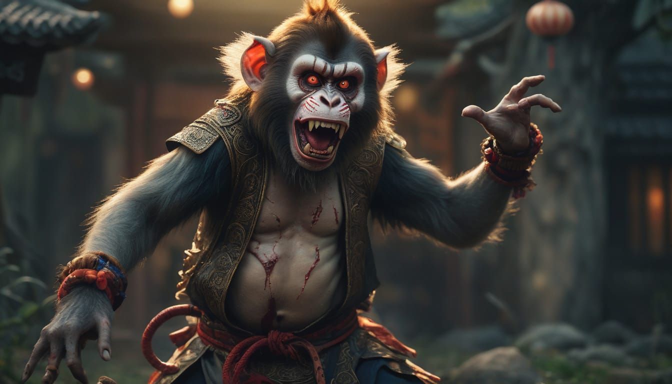 Epic Digital Painting of Samurai Zombie Monkey in Cinematic ...