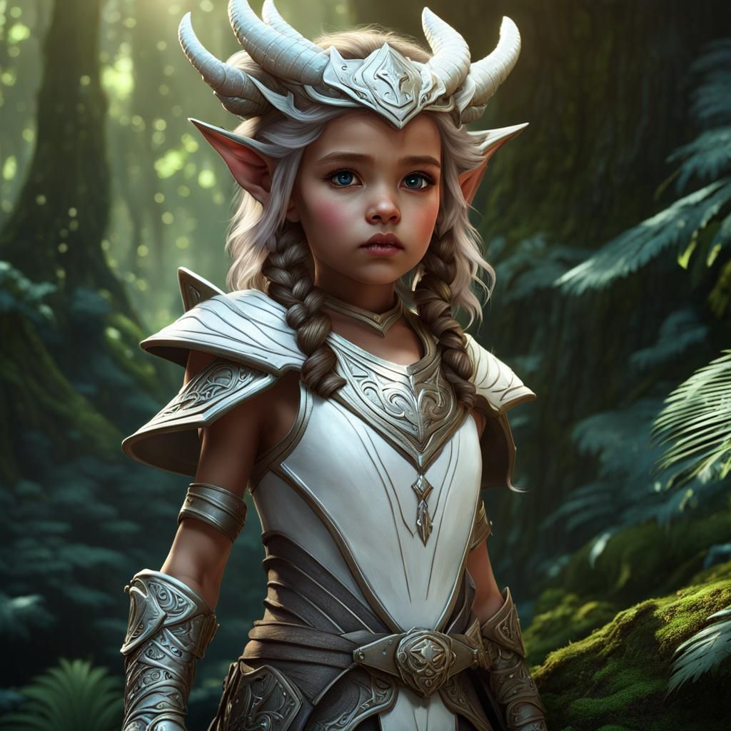 Dragonborn Warlock Child in Lush Rainforest: Dark Fantasy Ar...