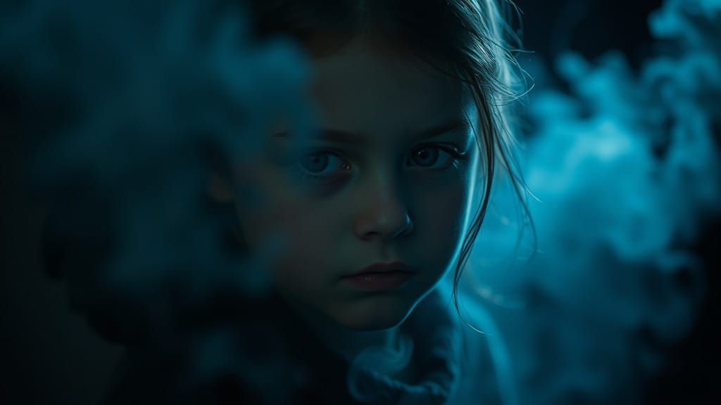 Mysterious Girl in Soft Luminescent Mist