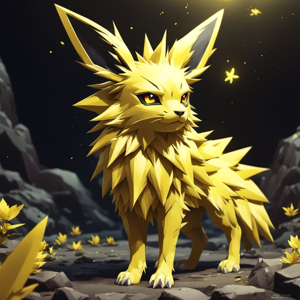 Ethereal Jolteon Concept Art in 3D Anime Style