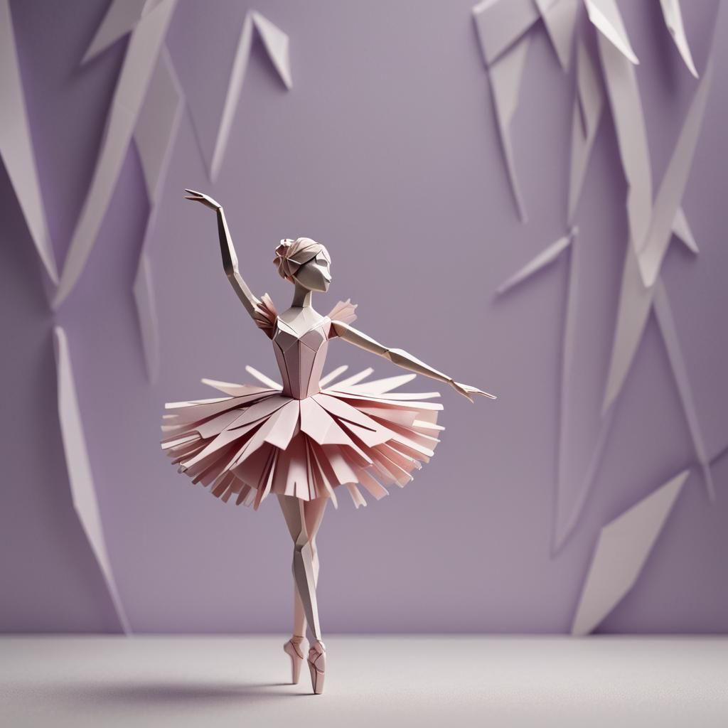Delicate Origami Ballerina Paper Art in Pastel Hues