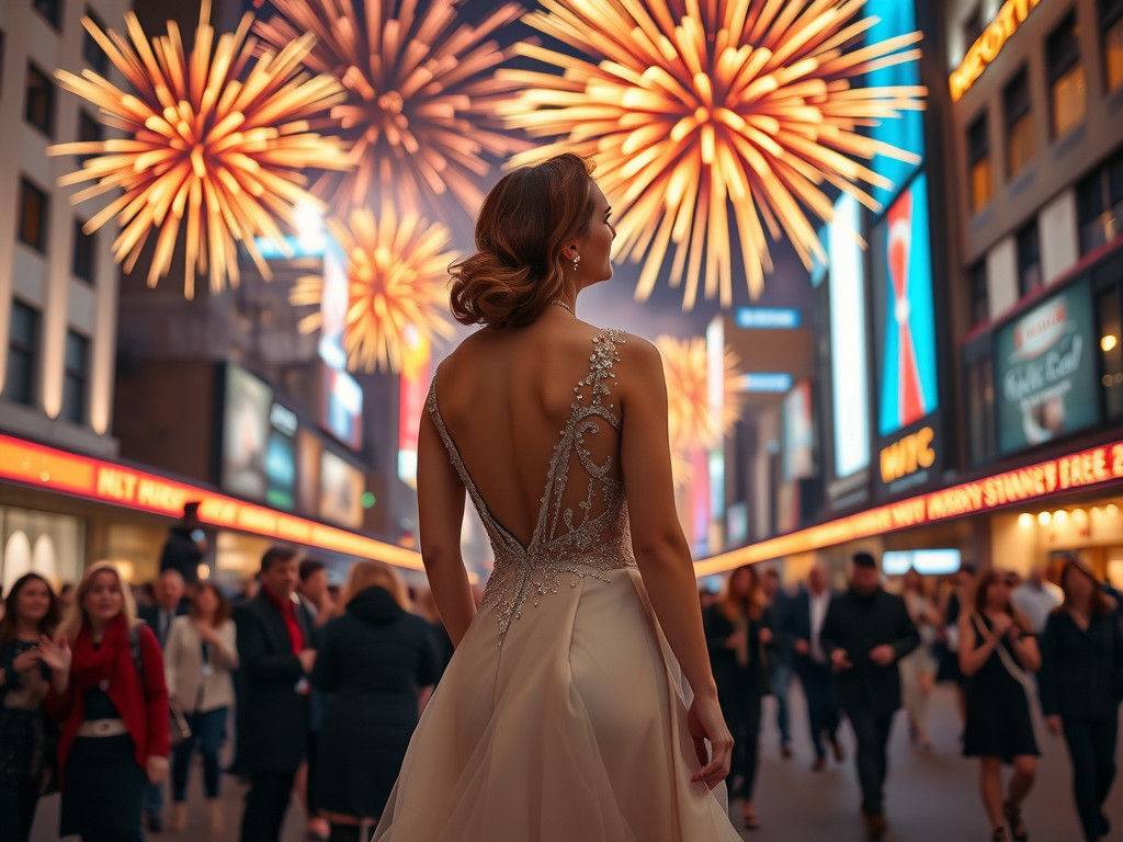 Elegant Woman Celebrates New Year's Eve 2025