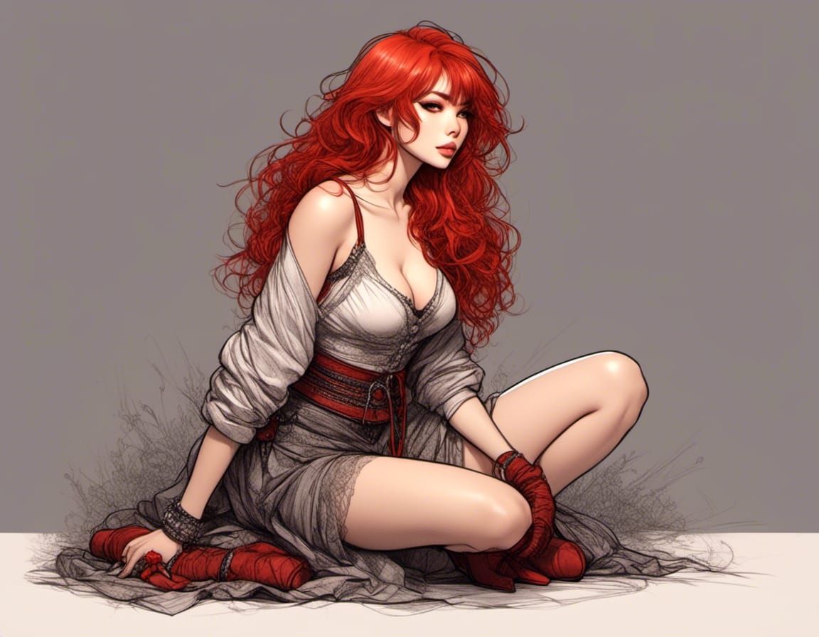 Anime Girl Portrait Sketch in Color