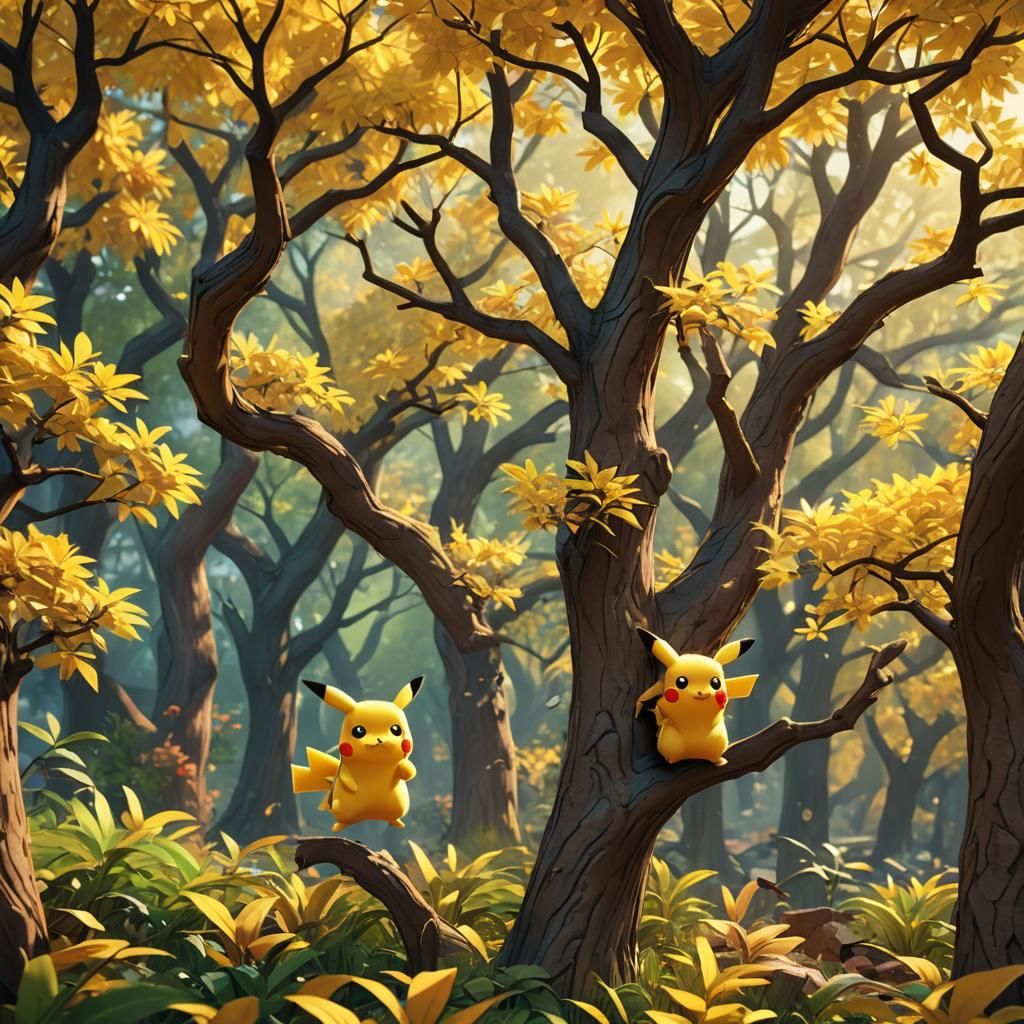 Pikachu by Tree: 3D Animated Digital Painting