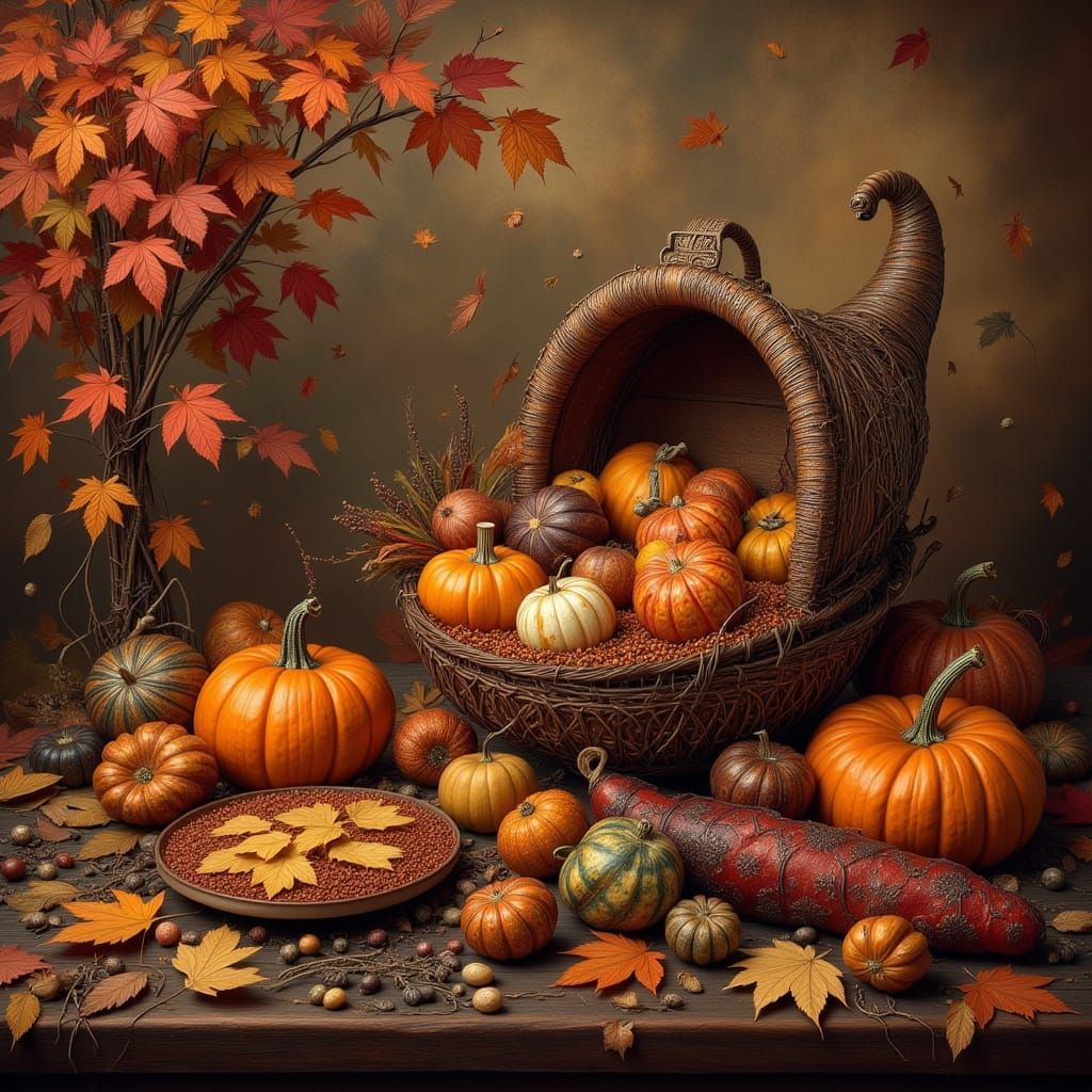 Steampunk Autumn Cornucopia Still Life