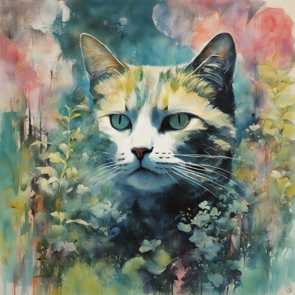 Surreal Garden Scene in Pastel Colors, Inspired by Avant-Gar...