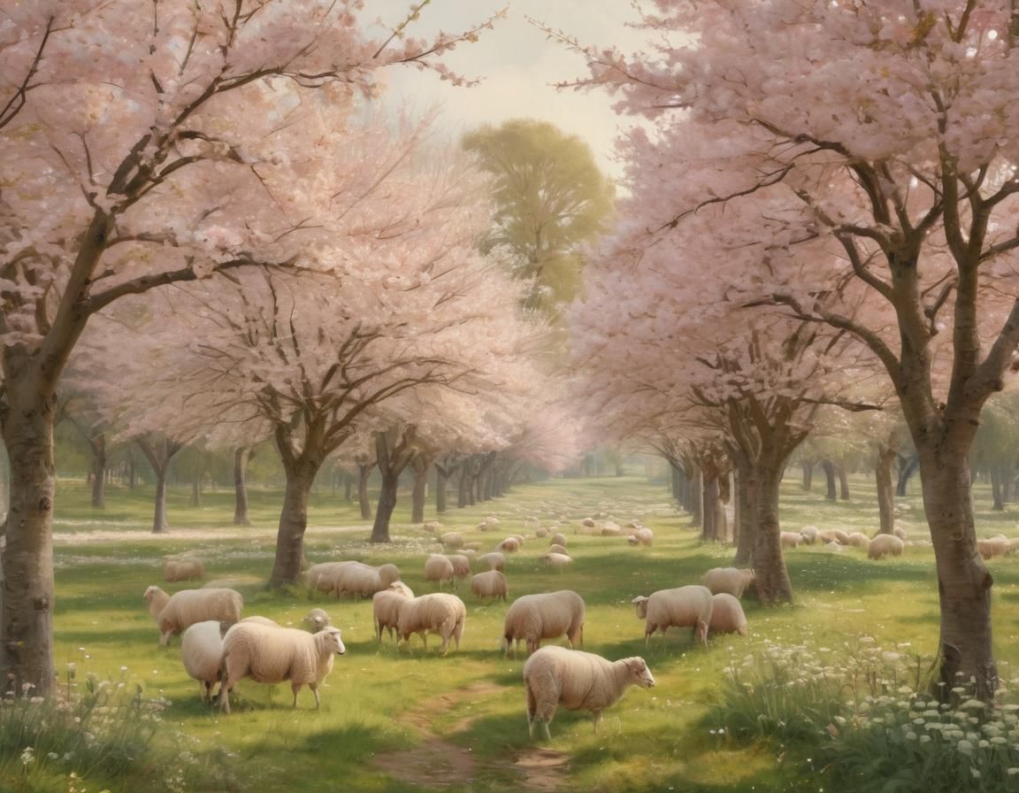 Idyllic Orchard Scene in Constable Style