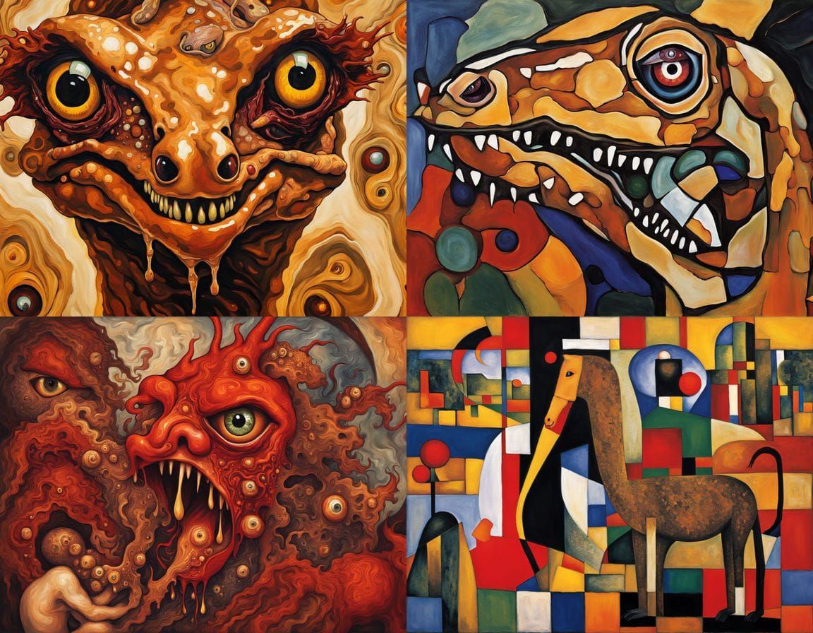 Mythical Creatures in Ukiyo-e Style