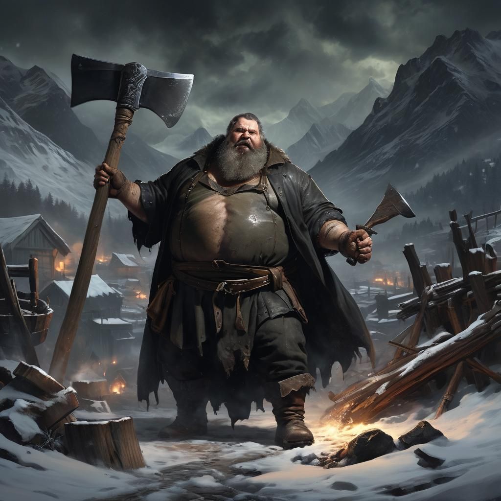 Dark Fantasy Weaponsmith in Mountain Forge