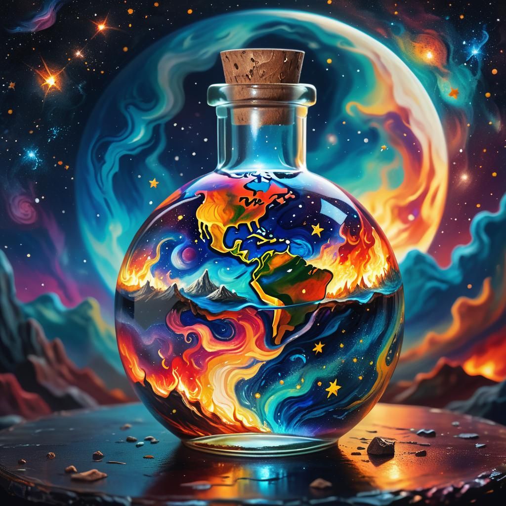 Fiery Earth in a Bottle: Fantasy Concept Art