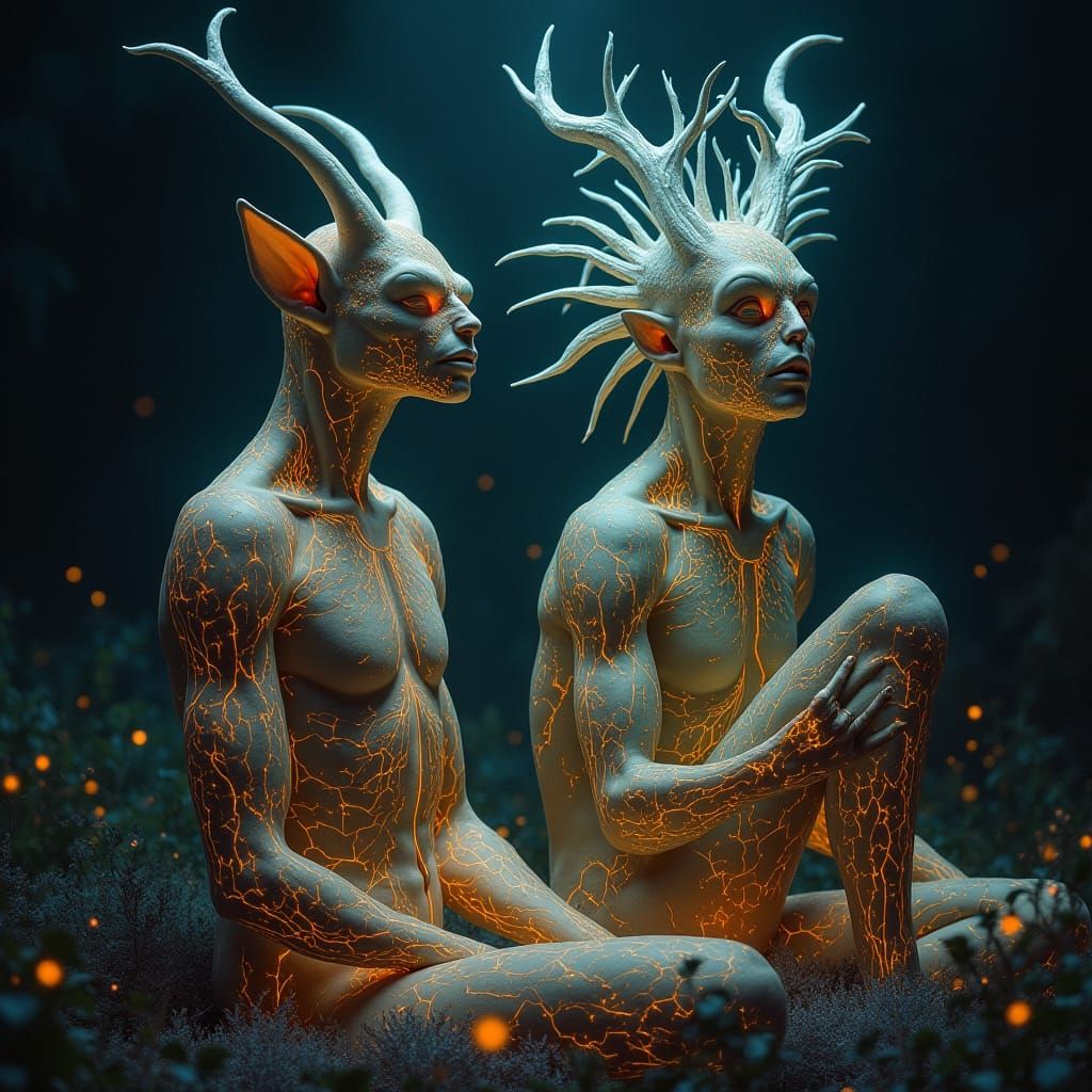 Mystical Realm: Harmonious Union of Human and Animal Essence