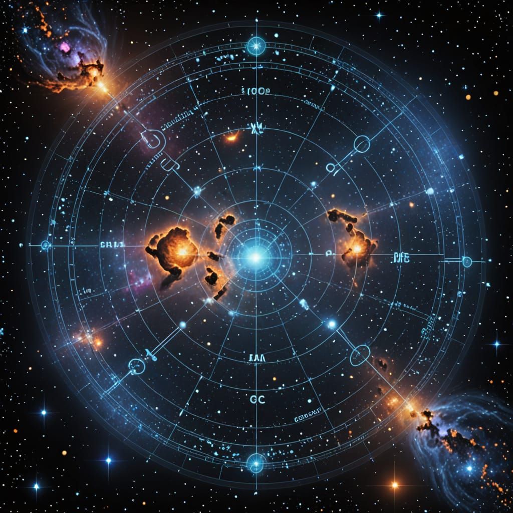 Cosmic Star Map in Vibrant Digital Painting