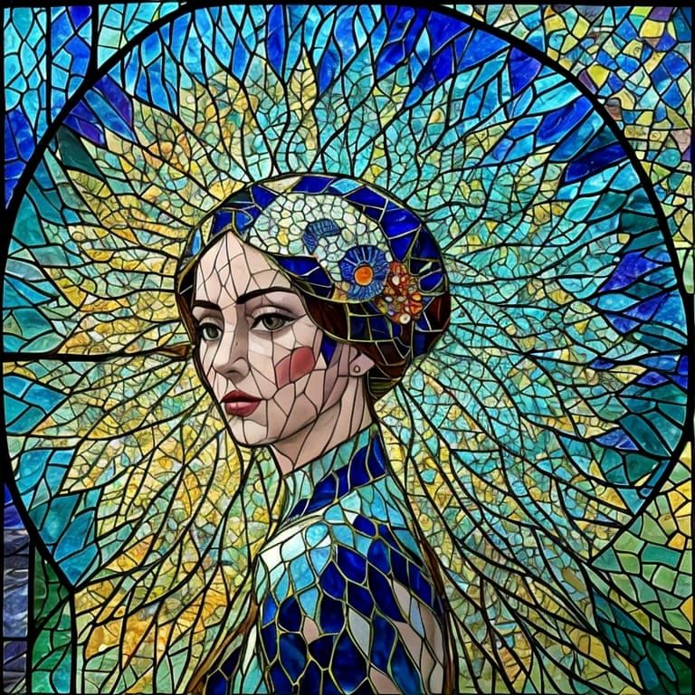 Glorious Peacock Stained-Glass Mosaic Art