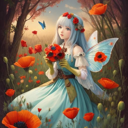 Bright Moth Fairy in Digital Art Style