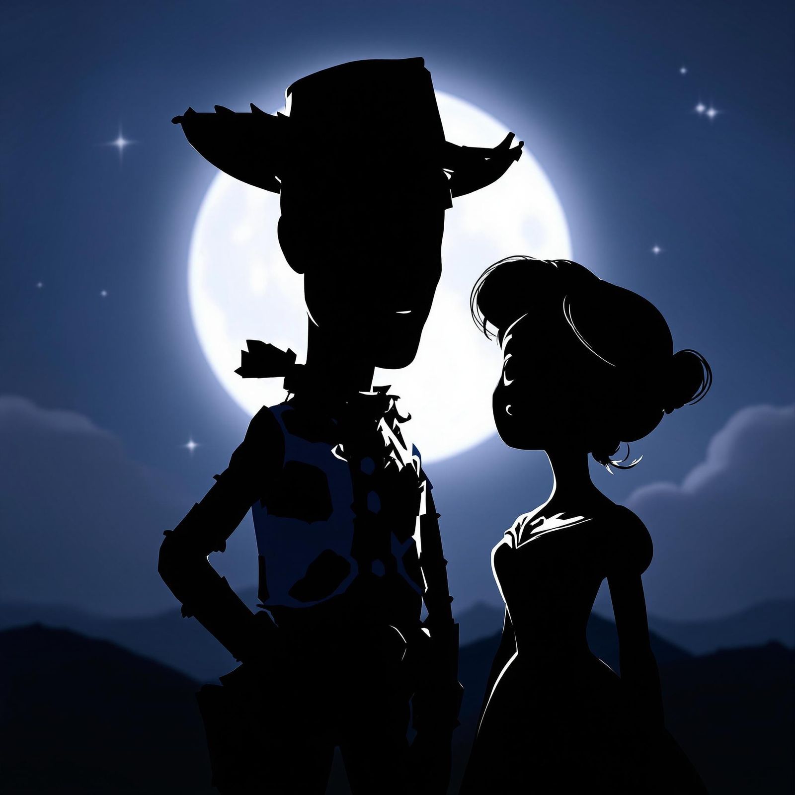 Timeless Woody and Little Bo Peep in Classic Black and White...