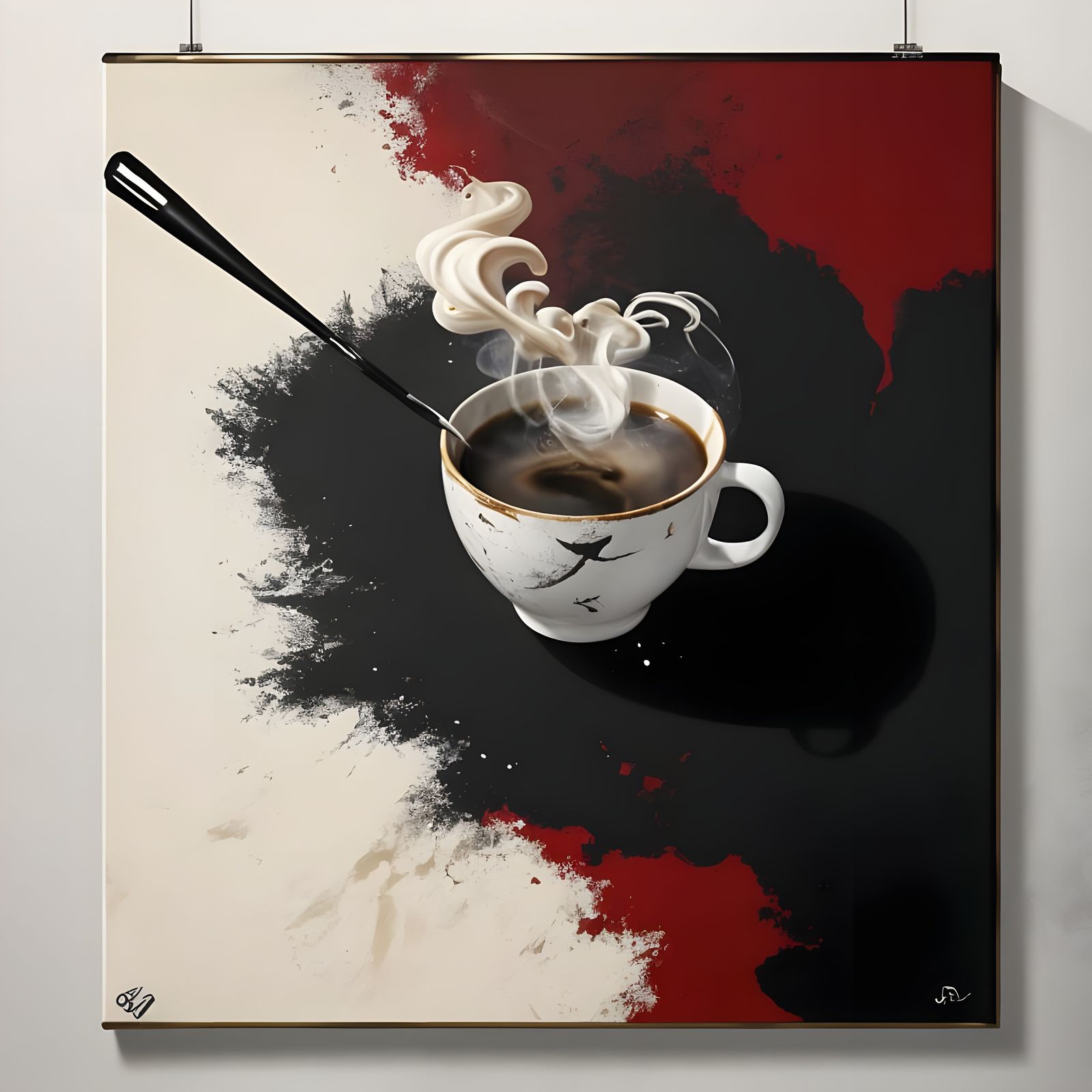 Coffee Cup in Space: Impasto Style Digital Art