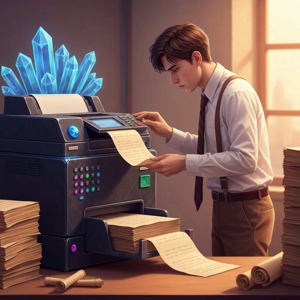 Bored Intern Copies Magical Scrolls in Crystal-Buttoned Copi...