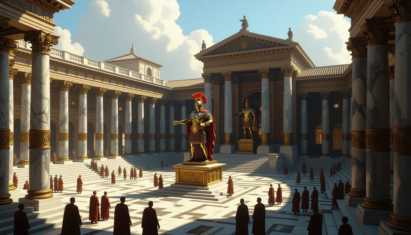 Steampunk Roman Forum with Automaton Emperor