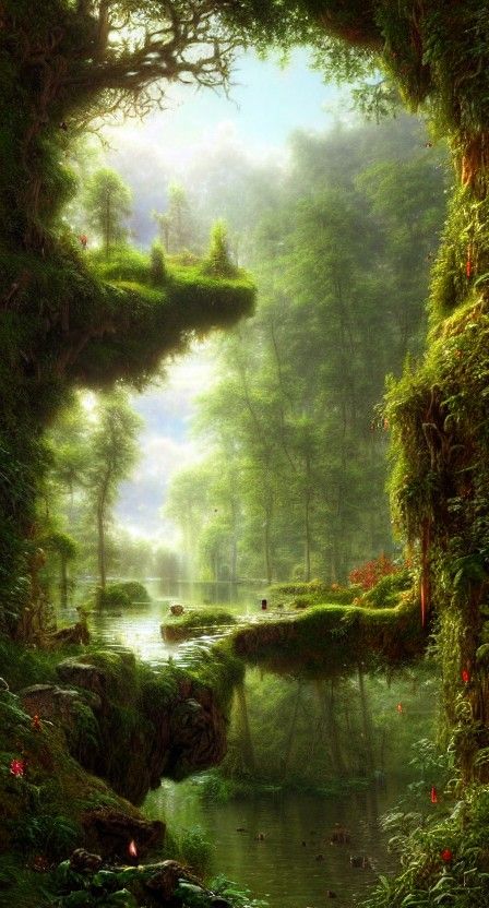 Hyperrealistic Overgrown Floating Island in 8K