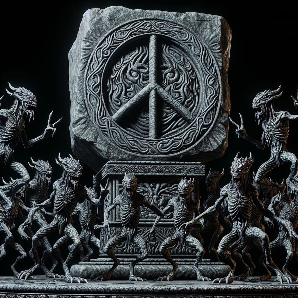 Demonic Creatures Dancing Around a Peace Monolith