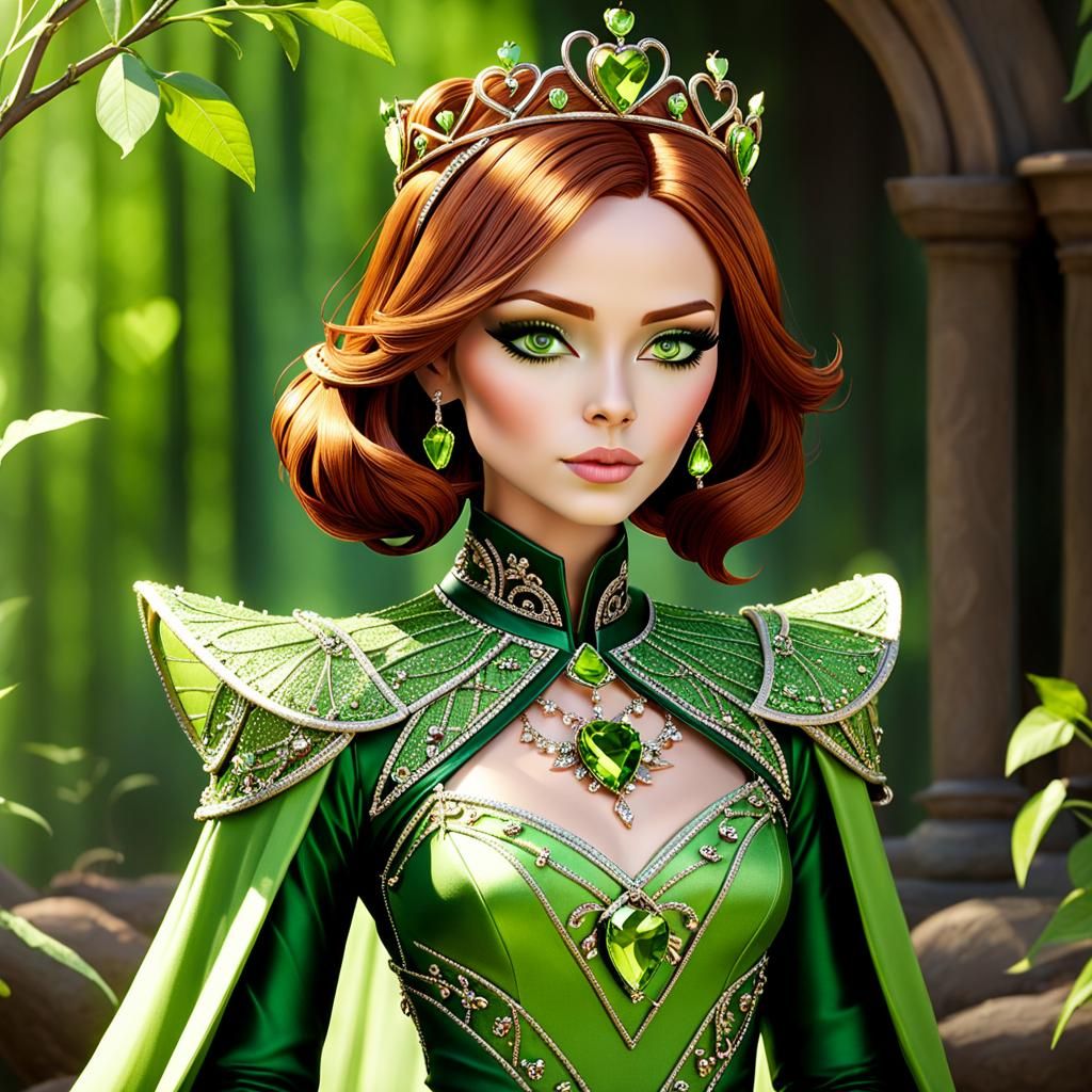 Peridot Goddess in Mantis Green Couture Gown