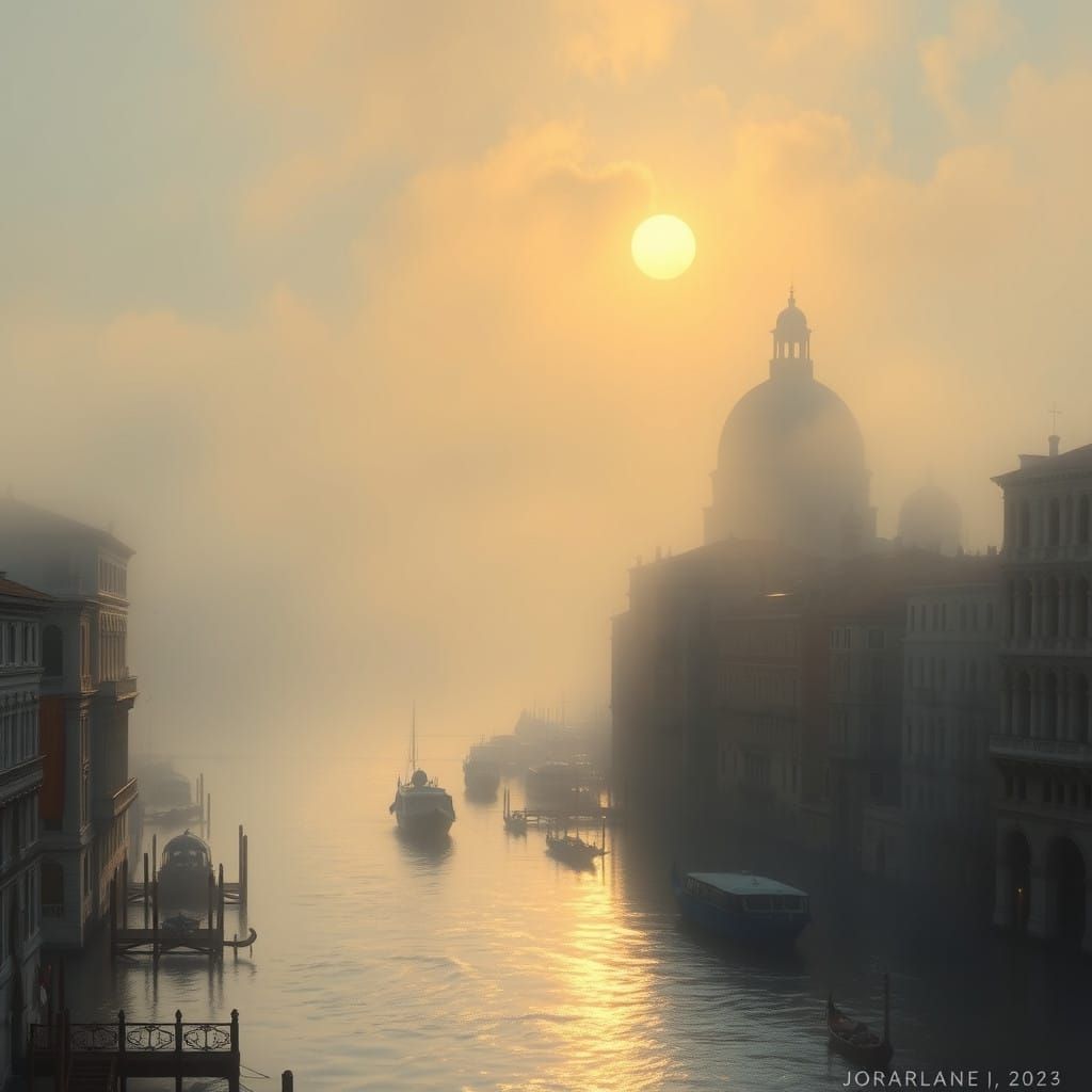 Venice in Golden Mist, a Chiaroscuro Masterpiece