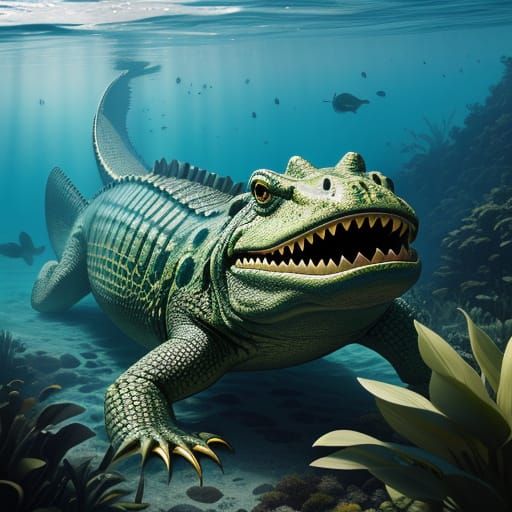 Underwater City with Crocodile People