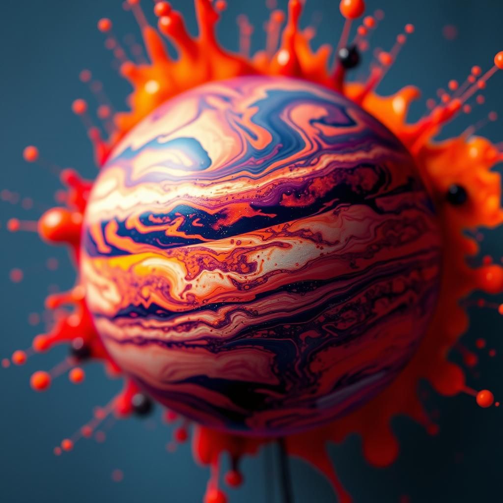 Ink Splatter Resembling Jupiter in Macro Shot