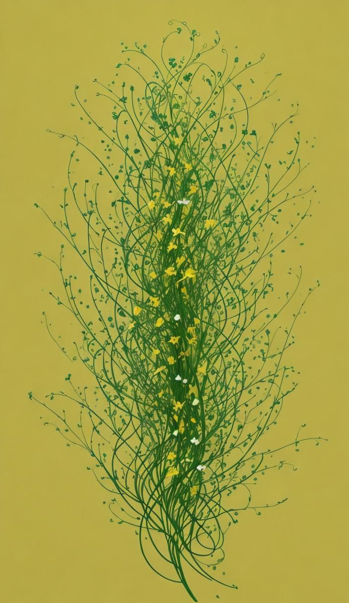 Minimal Floral Ethereal Art in Happy Yellow