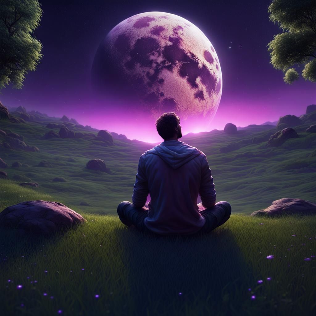 Fantasy Night Sky with Planets and Moon